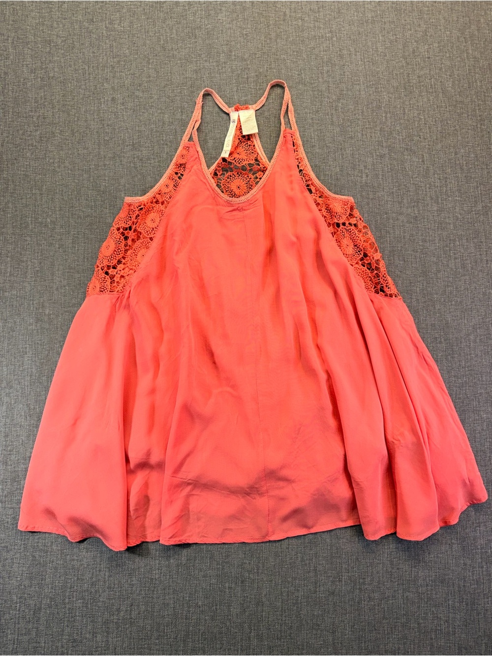 Coral Asymmetrical Lace-Back Sleeveless Dress - Women Small